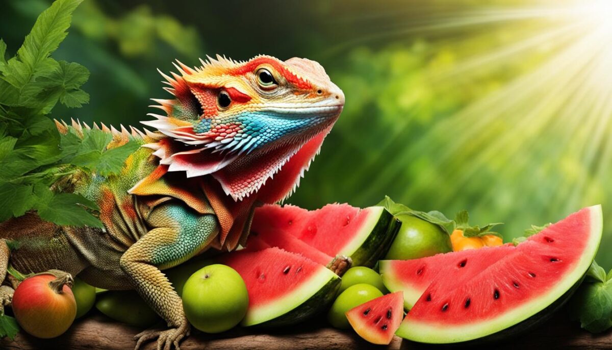 bearded dragon eating fruits and vegetables