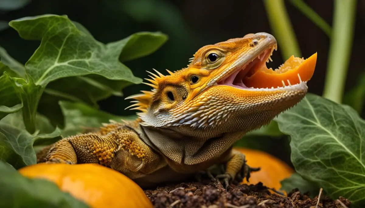 bearded dragon eating squash